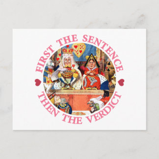 CARTE POSTALE D'ABORD LA PEINE, PUIS LE VERDICT,