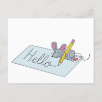 Carte postale d'accueil de souris mignonne
