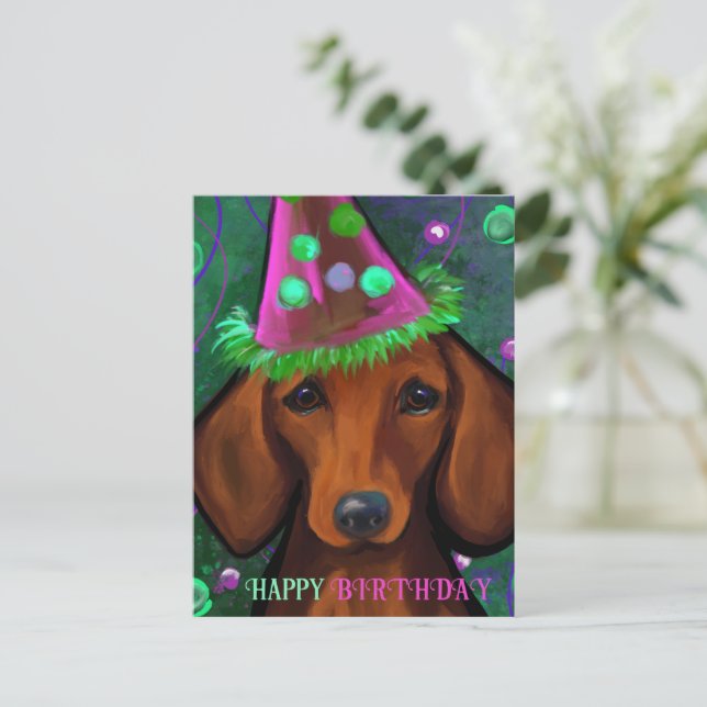 CARTE POSTALE DACHSHUND  (Debout devant)