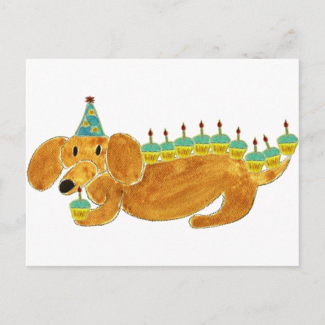 Carte Postale Dachshund 10 Cupcakes (Devant)