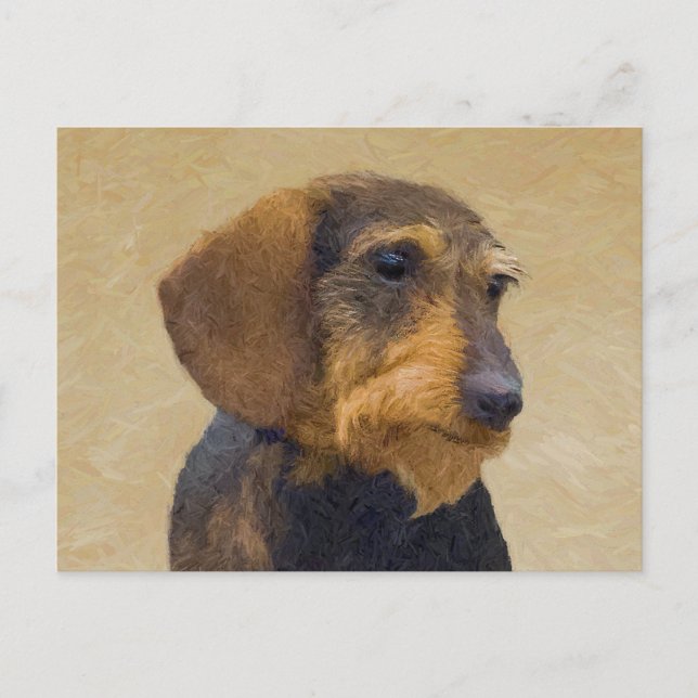Carte Postale Dachshund (À poils durs) Peinture Chien Art origin (Devant)