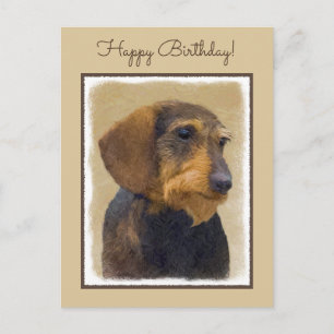 Carte Postale Dachshund (À poils durs) Peinture Chien Art origin