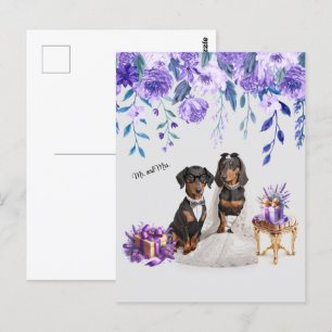 Carte Postale Dachshund Art Mariage