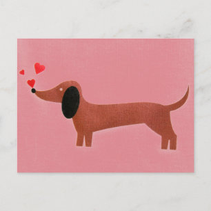 Carte Postale Dachshund avec peu de coeur rouge