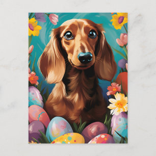 Carte Postale Dachshund Bonne Pâques