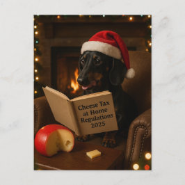 Carte Postale Dachshund 'Cheese Tax' Christmas postcard