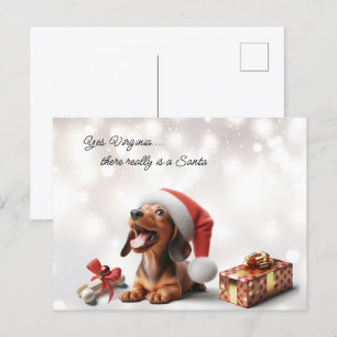 Carte Postale Dachshund Chiot Noël Surprise