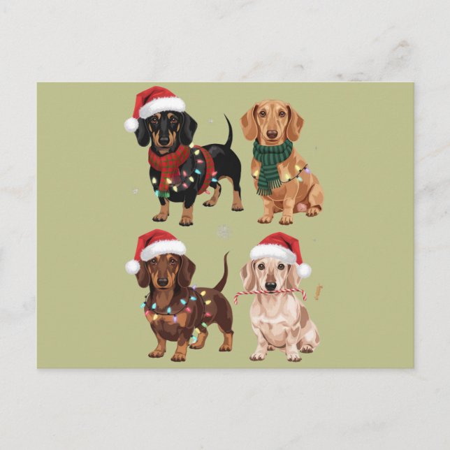 Carte Postale Dachshund Christmas Chien Maman Lover Noël Cadeau (Devant)