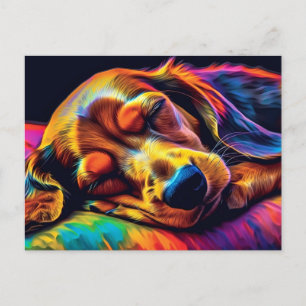 Carte Postale Dachshund coloré dormir