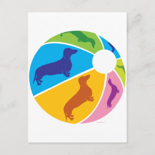 Carte Postale Dachshund Fun Beachball