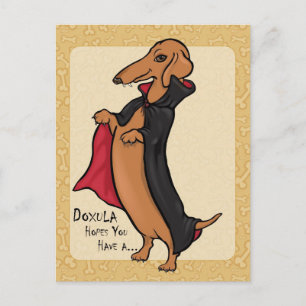 Carte Postale Dachshund Halloween Vampire