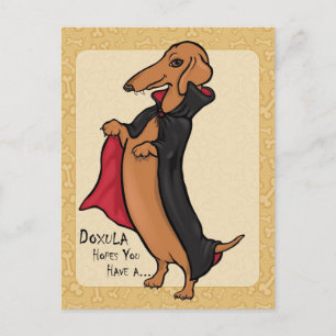 Carte Postale Dachshund Halloween Vampire