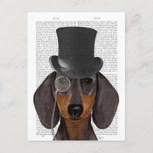 Carte Postale Dachshund, Hound et Casquette