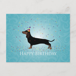Carte Postale Dachshund Joyeux Design d'anniversaire