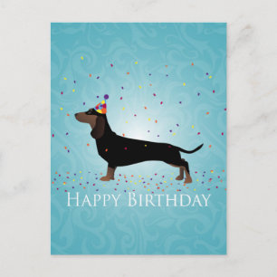 Carte Postale Dachshund Joyeux Design d'anniversaire