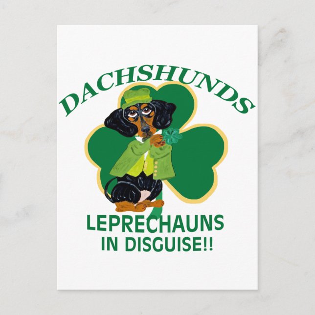 CARTE POSTALE DACHSHUND LEPRECHAUN (Devant)