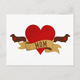 Carte Postale Dachshund Mom [Style tatouage]