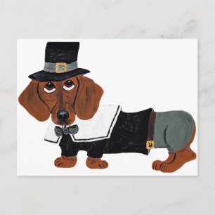 Carte Postale Dachshund Pèlerin de Thanksgiving