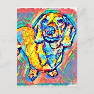 Carte Postale Dachshund Pop Art coloré