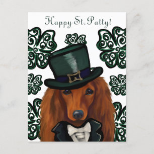 CARTE POSTALE DACHSHUND ROUGE           