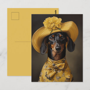 Carte Postale Dachshund sophistiqué en jaune