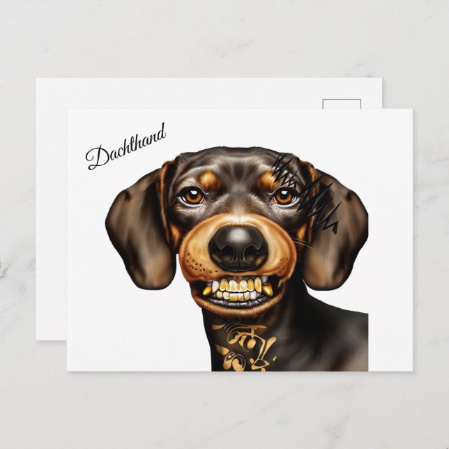 Carte Postale Dachshund Tattoo (Devant / Derrière)