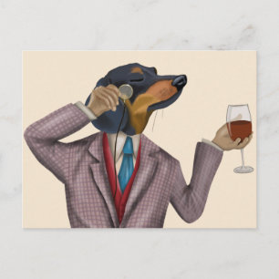 Carte Postale Dachshund Wine Snob