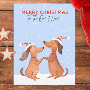 Carte Postale Dachshunds Chiens de saucisse Un J'aime Joyeux Noë