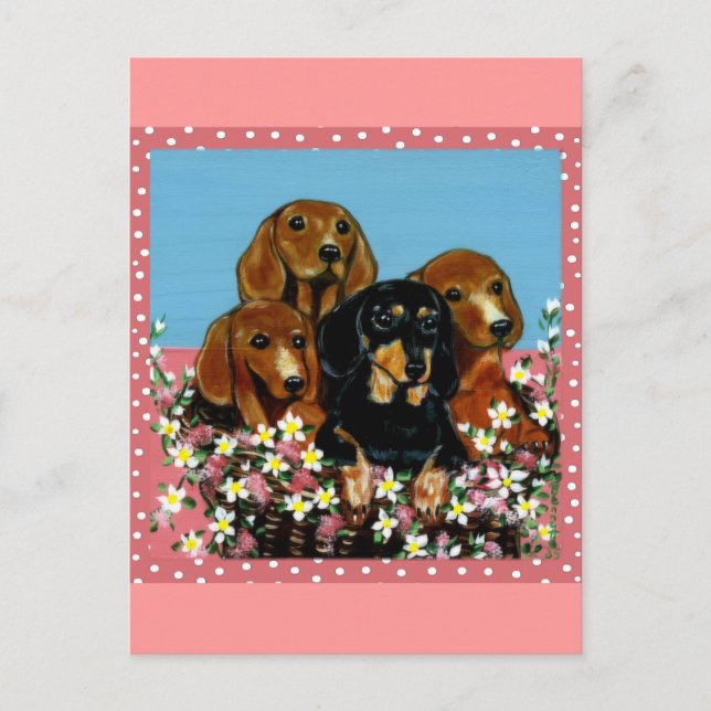 Carte Postale Dachshunds de la fête des mères (Devant)