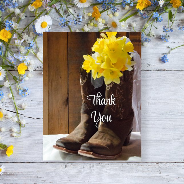 Carte Postale Daffodils Boots de cowboy Merci Mariage occidental (Créateur téléchargé)