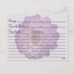 Carte Postale Dahlia Purple Lilac Fête des mariées Florale Recet