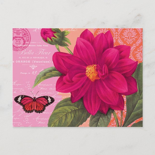 Carte Postale dahlia vintage moderne (Devant)