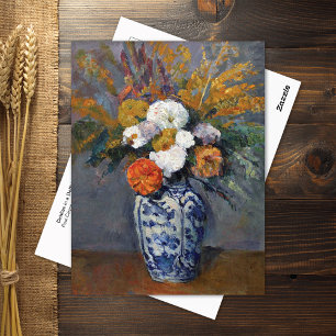 Carte Postale Dahlias Blue White Vase Paul Cezanne