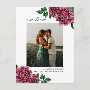 Carte Postale Dahlies. Aquarelle florale de jardin Faire-part de