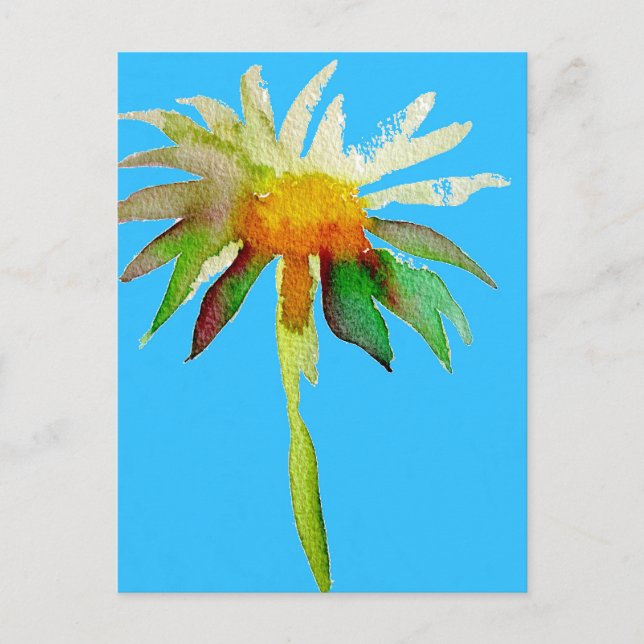 Carte Postale Daisy Blue Fleur d'Art Moderne (Devant)