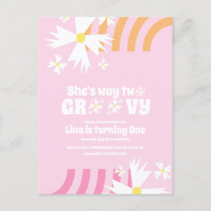 Carte Postale Daisy Flower Retro Way Deux Anniversaire Super