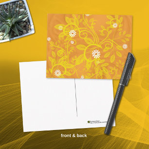 Carte Postale Daisy Rétro et Filigrane Jaune sur Orange