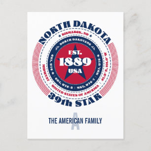 Carte Postale Dakota du Nord, Bismarck, ND, Patriotique, Monogra