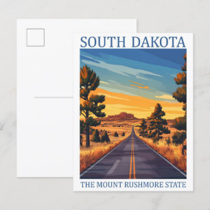 Carte Postale Dakota du Sud, Etat du Mont Rushmore USA Travel