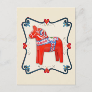 Carte Postale Dala Suédoise Cheval Folk Art encadré