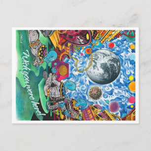 Carte postale d'aliens dans l'espace