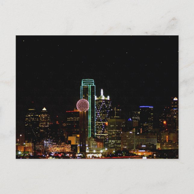 Carte Postale Dallas Skyline la nuit (Devant)
