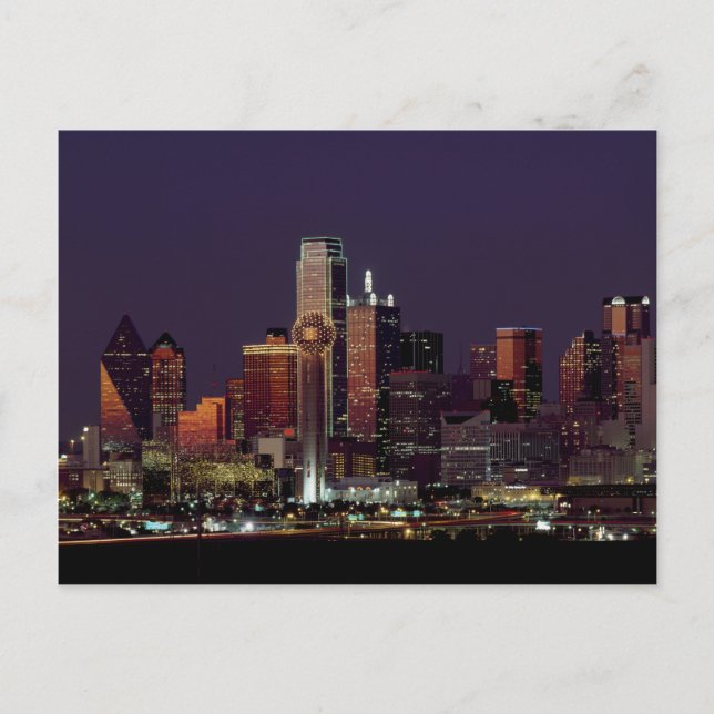 Carte Postale Dallas Texas City Skyline à Night Blank (Devant)