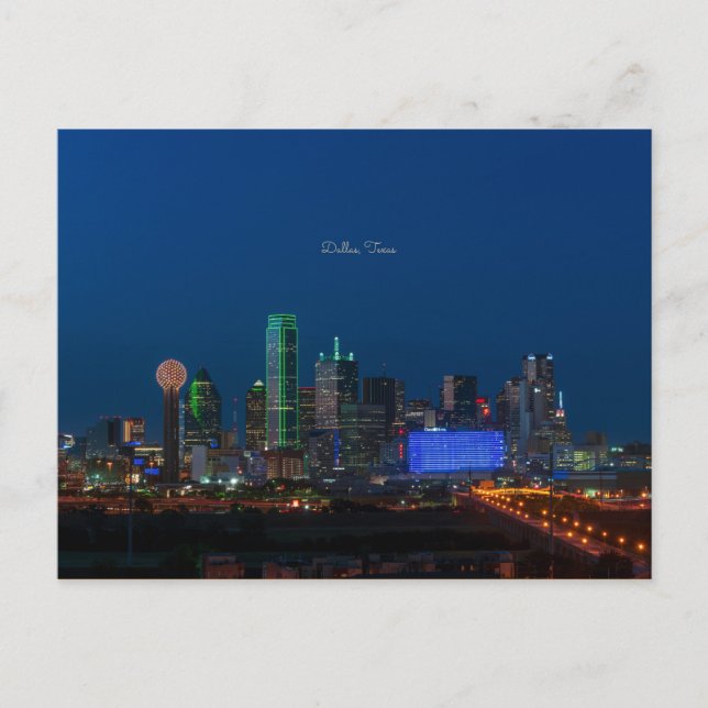 Carte Postale Dallas, Texas, photo de paysage urbain, (Devant)