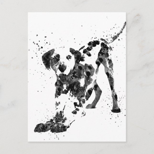 Carte Postale Dalmatian, Dalmatian dog, watercolor Dalmatian (Devant)
