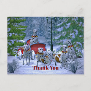 Carte Postale Dalmatie vintage Neige neige Merci de Noël