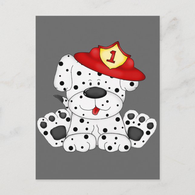 Carte Postale Dalmation et Casquette de chien d'incendie (Devant)