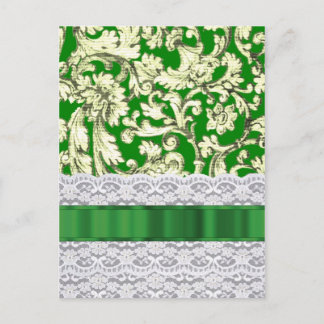 Carte Postale Damas à fleurs vertes