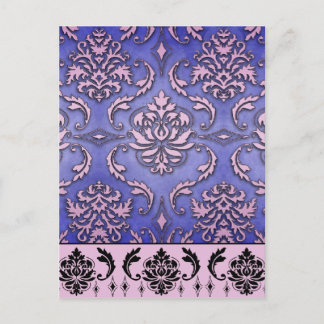 Carte Postale Damas diamant, TERRACINA en violet et rose