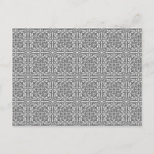 Carte Postale Damas médiéval Fleur-de-lis, gris argenté
